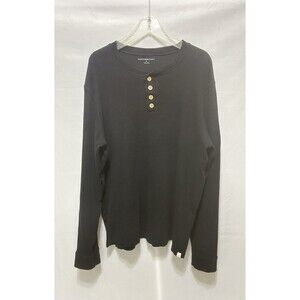 Burt’s Bees Baby Men’s XL Thermal Long Sleeve Black‎ Shirt Organic Cotton